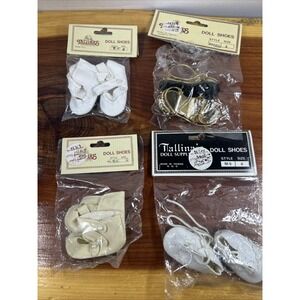 Wholesale LOT of 4‎ Doll Shoes Size 4 WHITE Gold Tallina's Doll Supplies New NIP